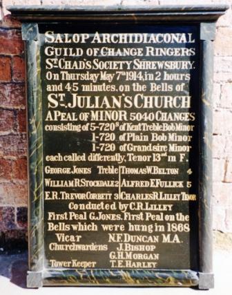 Shrewsbury St Julian peal board